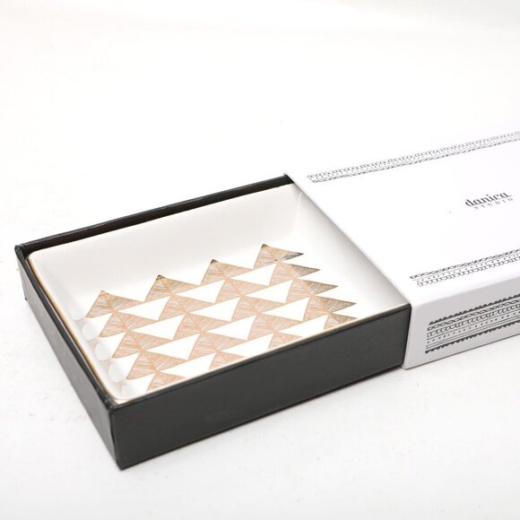 Danica Studio Ceramic Shadowvale Trinket Tray Jewelry Dish Catch-All Gold White - Picture 7 of 7